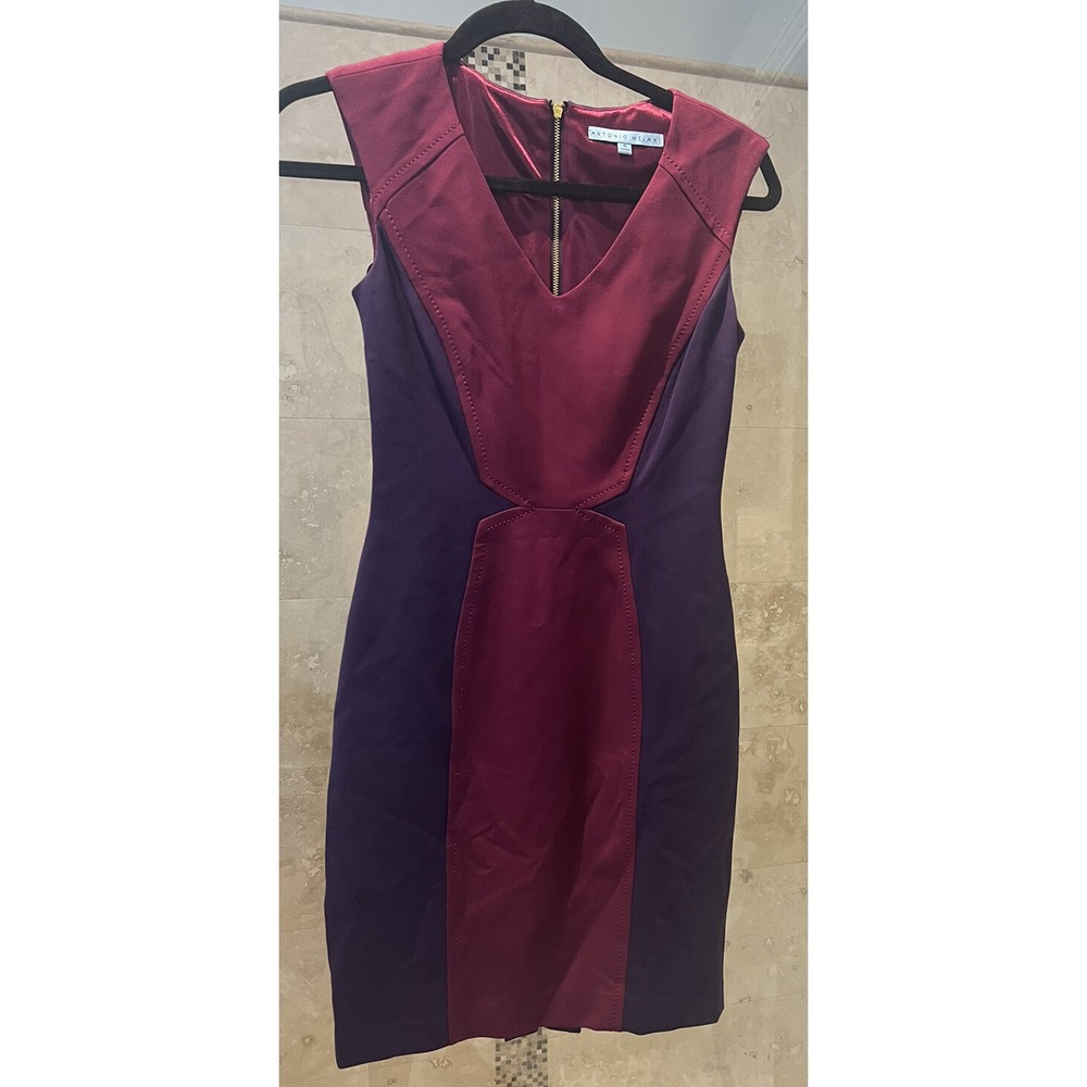 Antonio Melani Pink Purple Sleeveless Colorblock Pencil Sheath Dress Size 0 XS